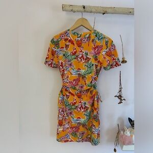 Zara orange & yellow mini dress with jungle pattern